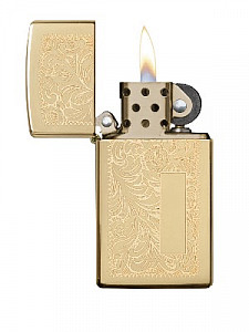 Slim Brass Venetian Zippo Lighter