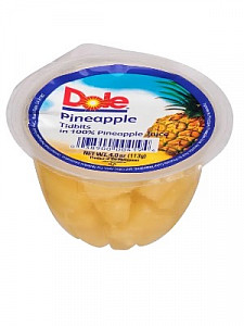 Dole Pinepple Tidbits cups 36/4.0 oz